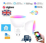 ZigBee GU10 Smart LED Light Bulbs RGB W+C 5W Dimmable Lamps Works Alexa Google